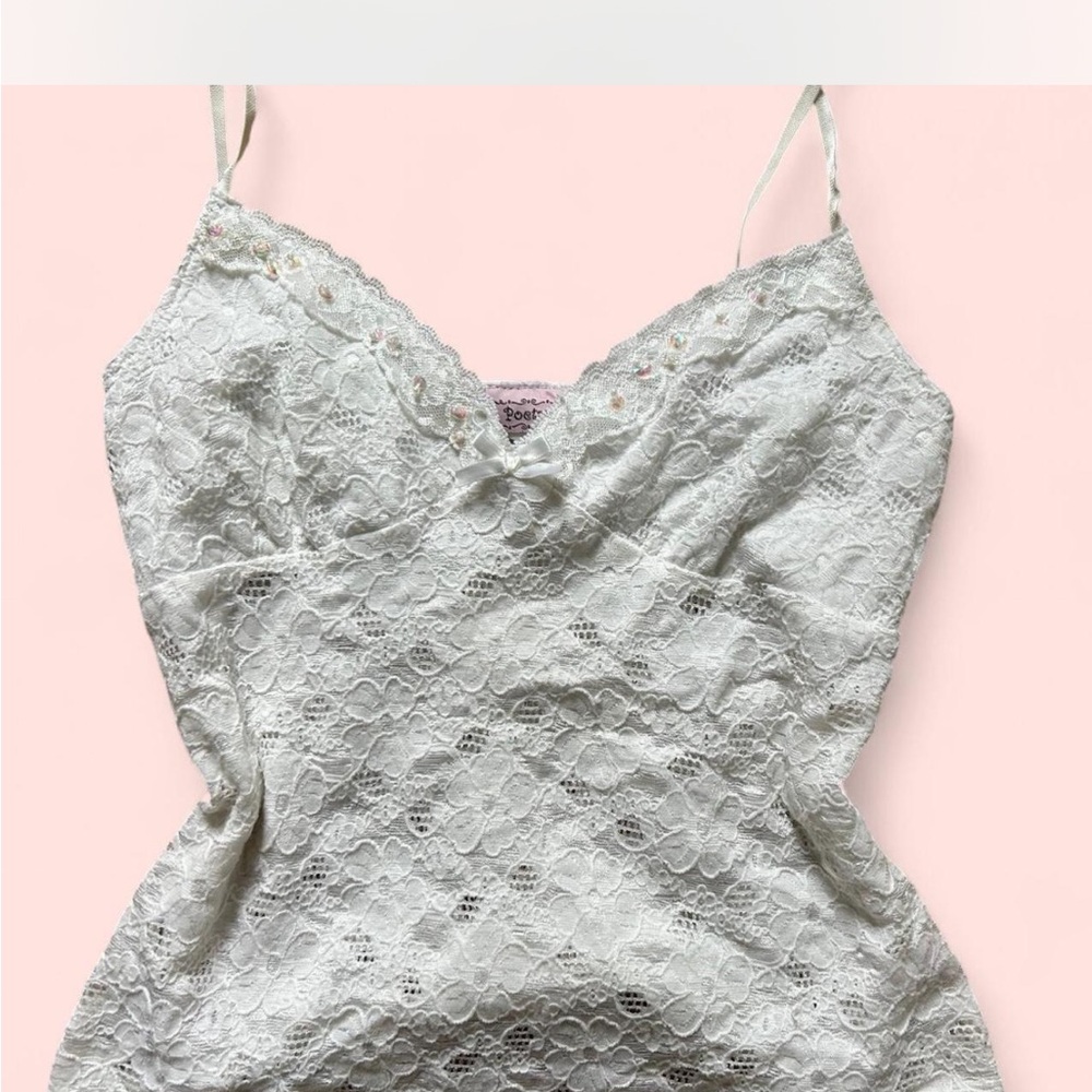 Poetry White Lace Top with Pearl Accents